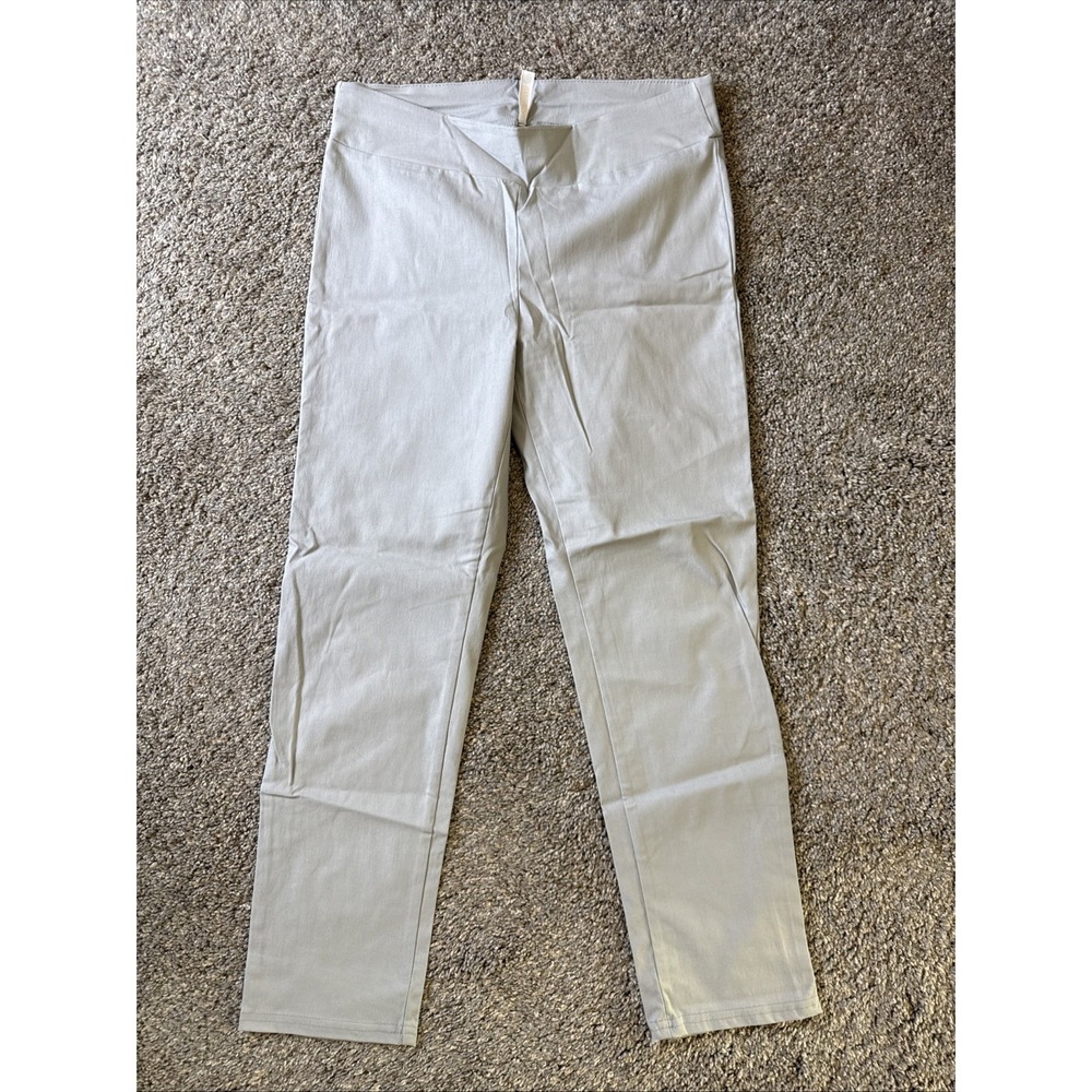 Popana Women's Gray Mid-Rise Straight-Leg Dress Pants‎ Size L